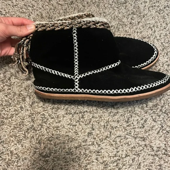 Anthropologie Splendid suede leather Sherpa (faux fur) lined moccasin boot - Picture 1 of 5